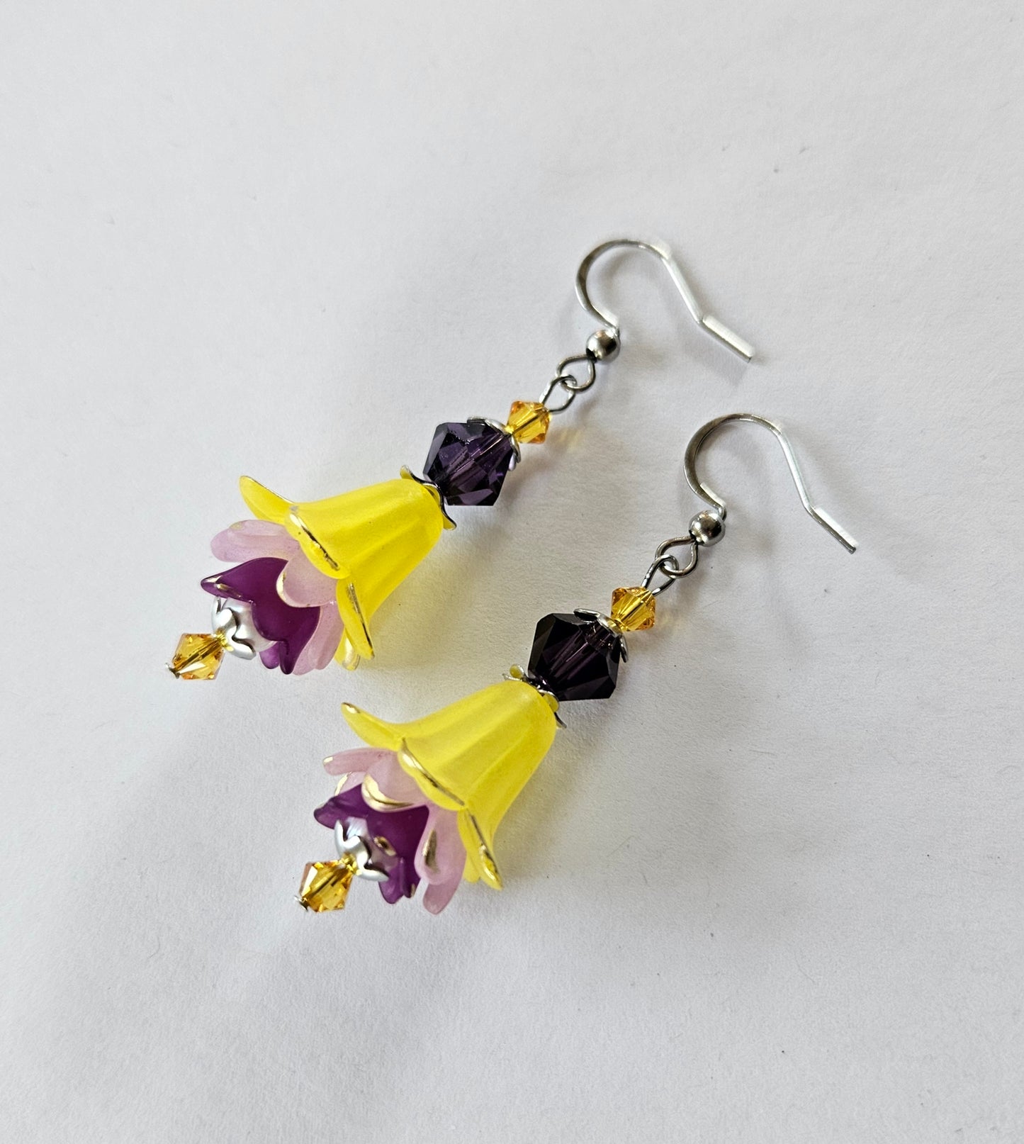 Boucles d'oreilles Flora Jaune/Mauve