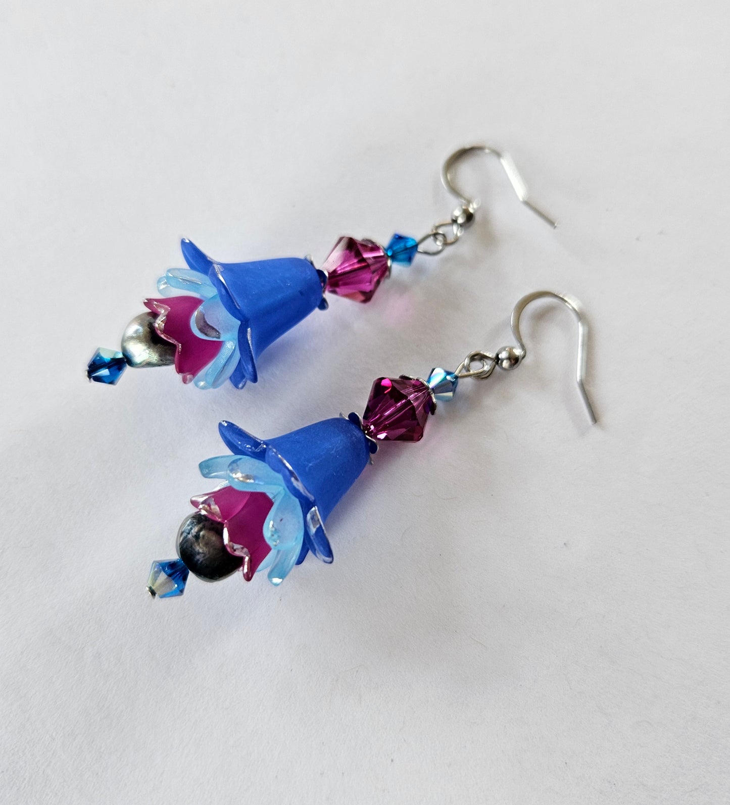 Boucles d'oreilles Flora Bleu/Fushia