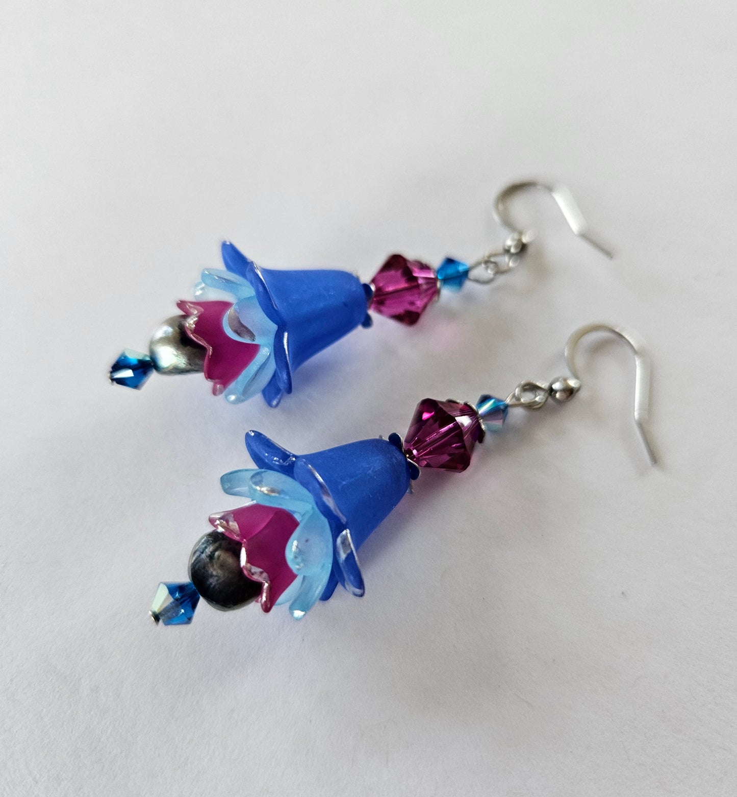 Boucles d'oreilles Flora Bleu/Fushia