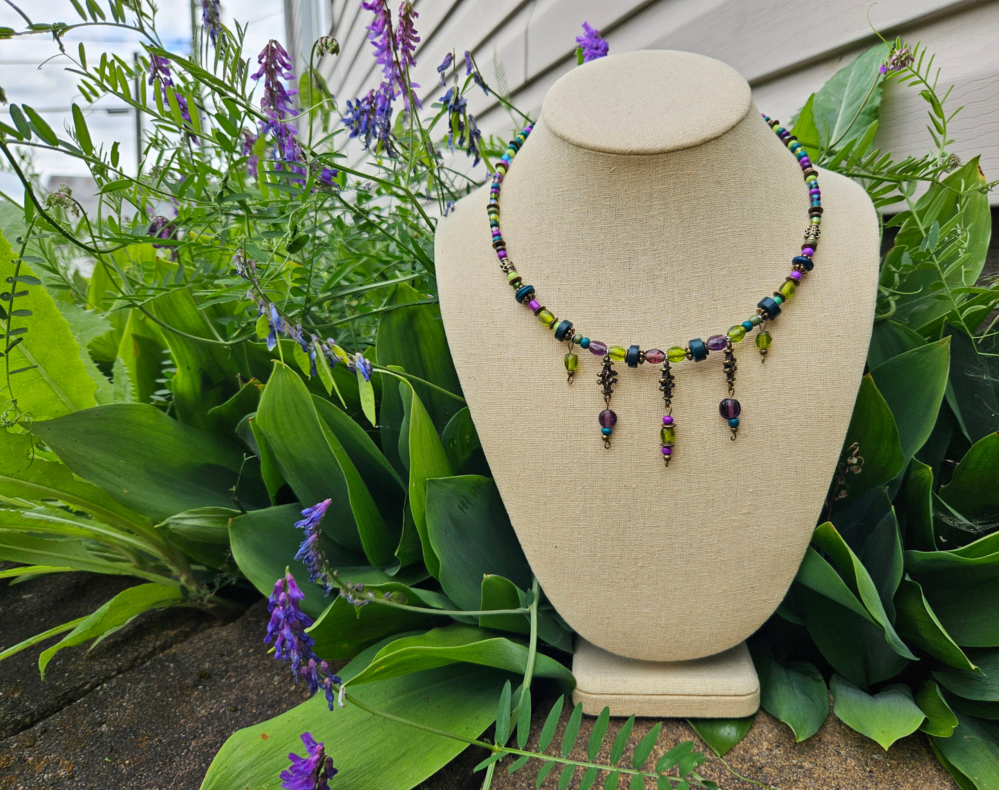 Collier Turkish Delight mauve, sarcelle et vert