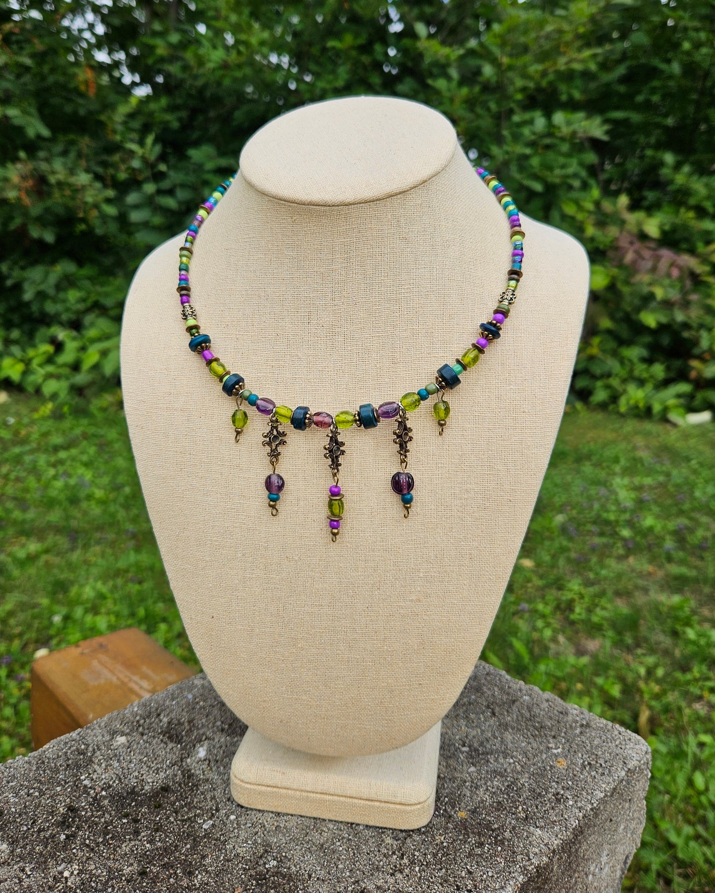 Collier Turkish Delight mauve, sarcelle et vert