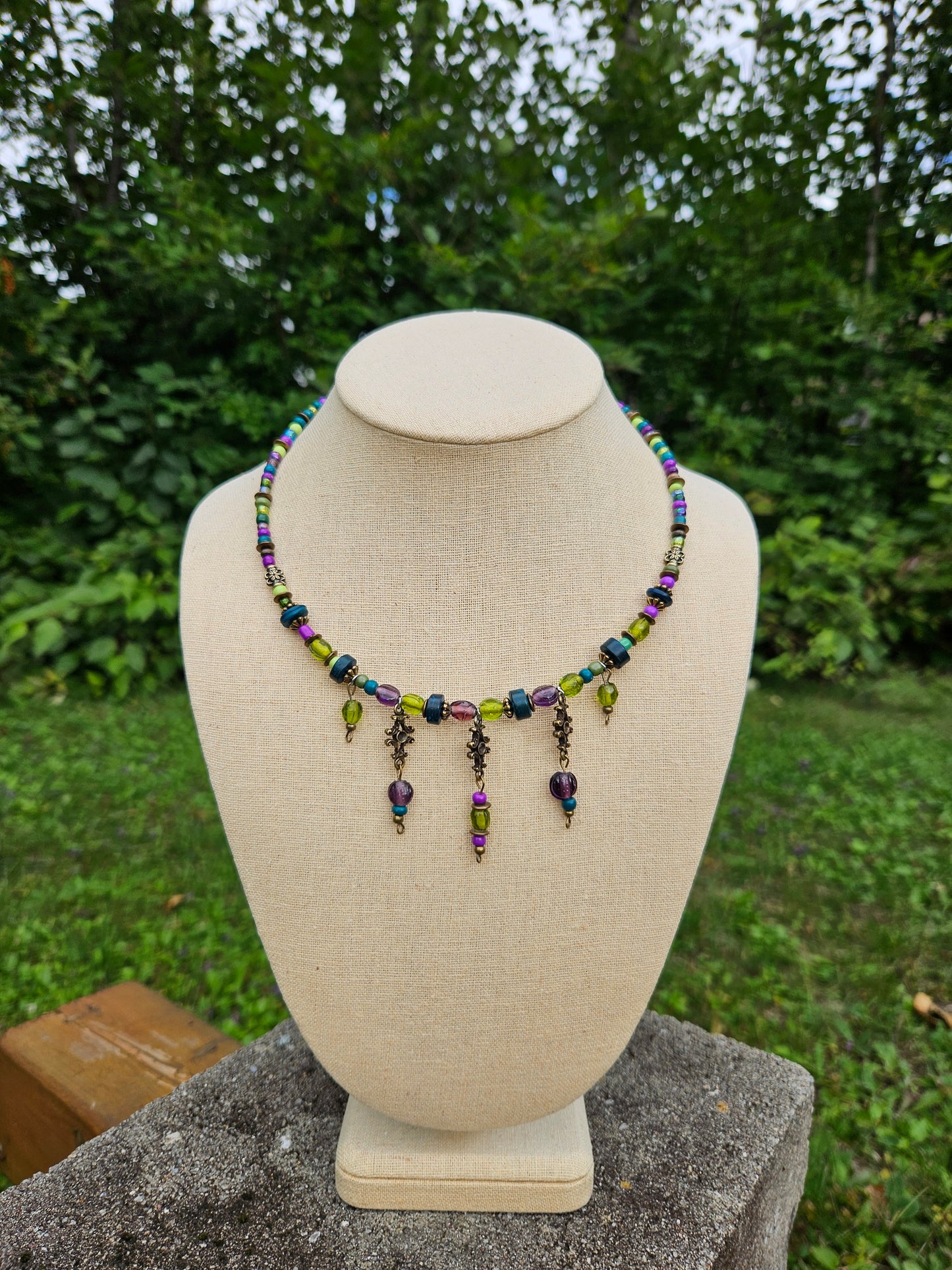 Collier Turkish Delight mauve, sarcelle et vert
