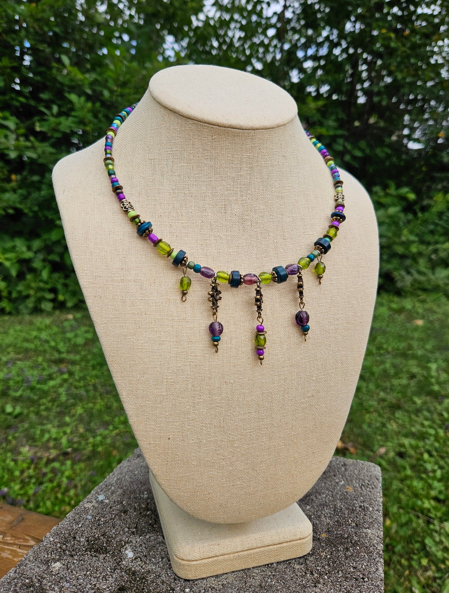 Collier Turkish Delight mauve, sarcelle et vert