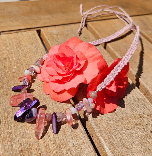 Collier Gitan rose et mauve