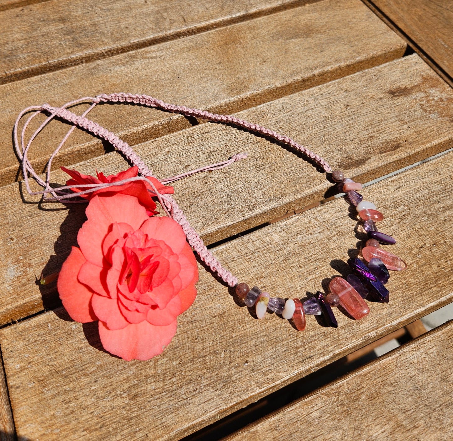 Collier Gitan rose et mauve
