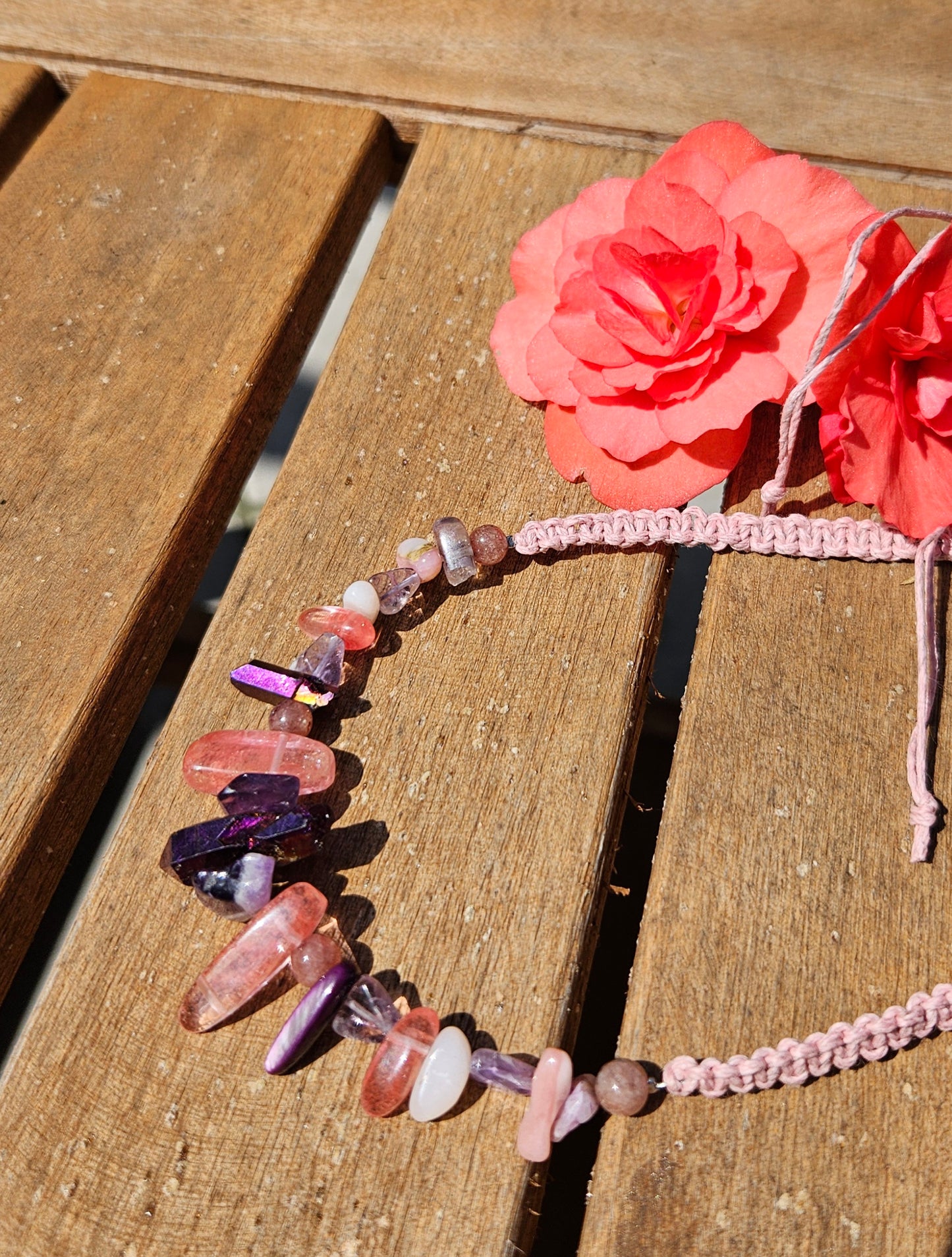 Collier Gitan rose et mauve