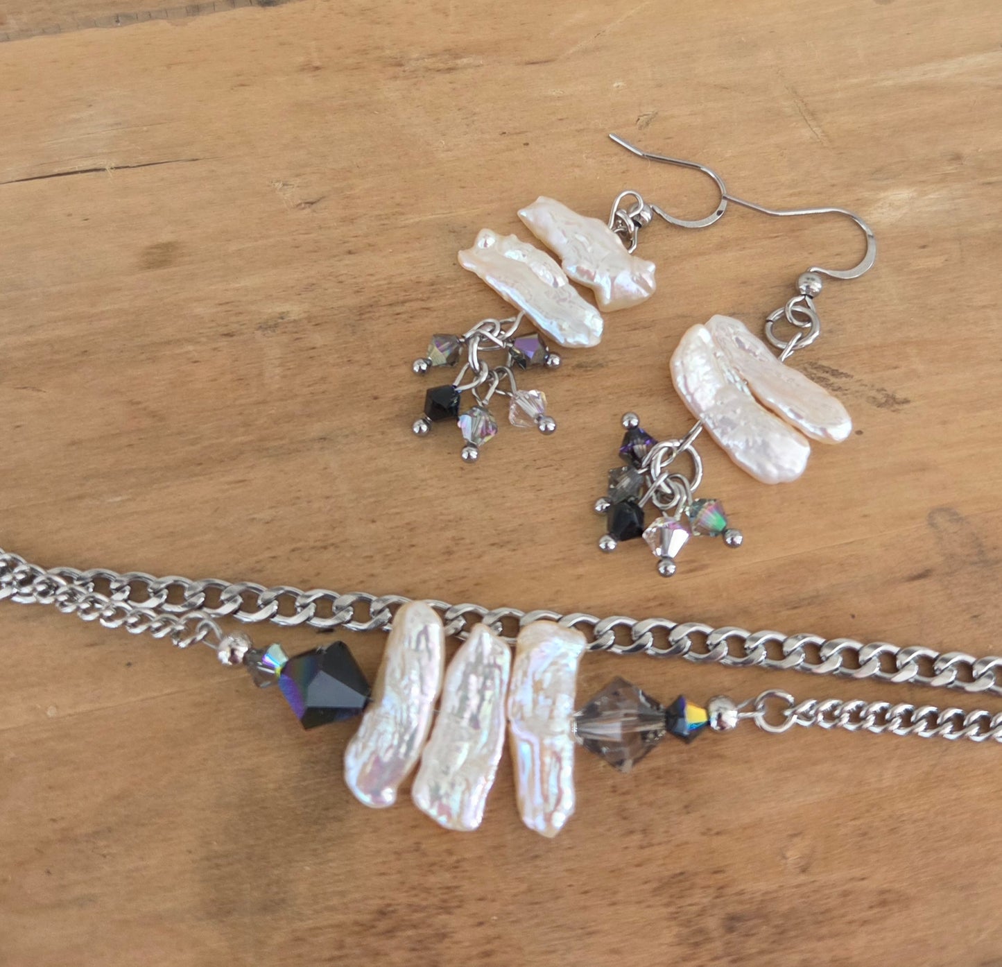 Boucles d'oreilles Crystal d'écume blanche