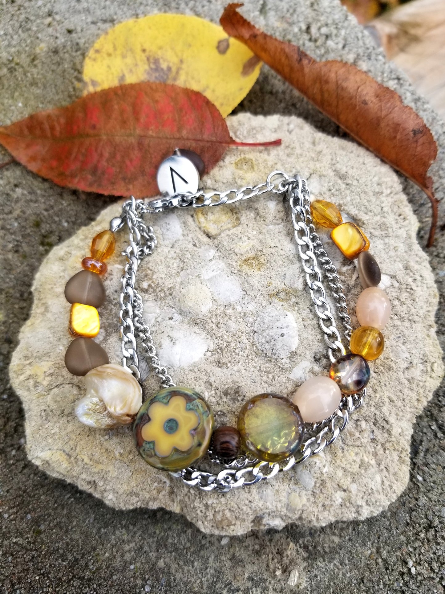 Bracelet Tcheqsa beige et ocre