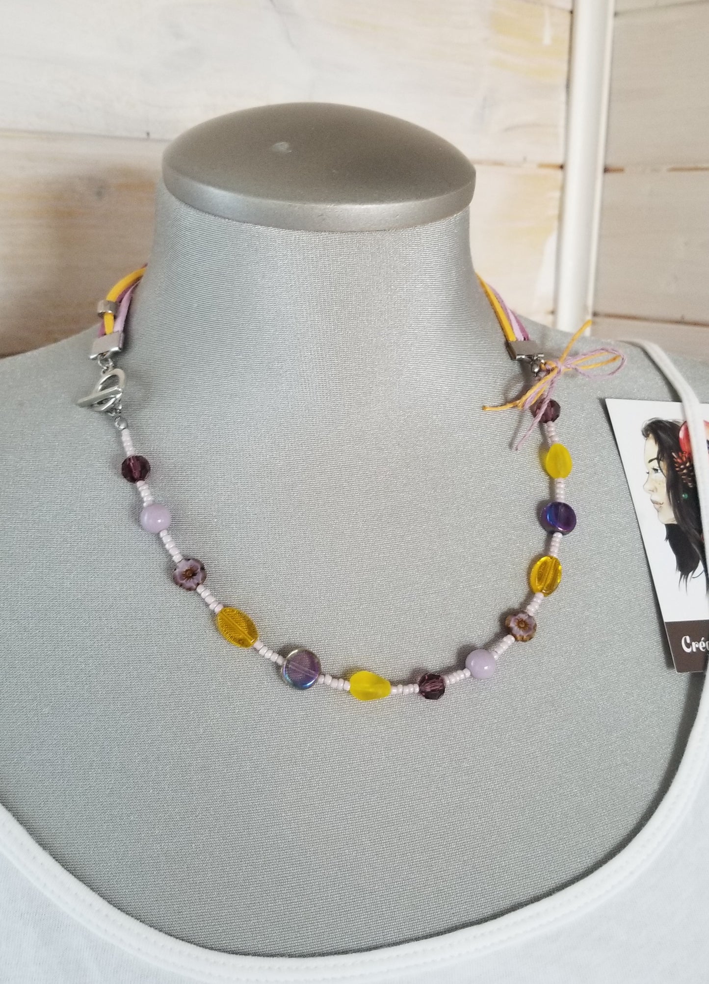 Collier Summer jaune, lilas et mauve