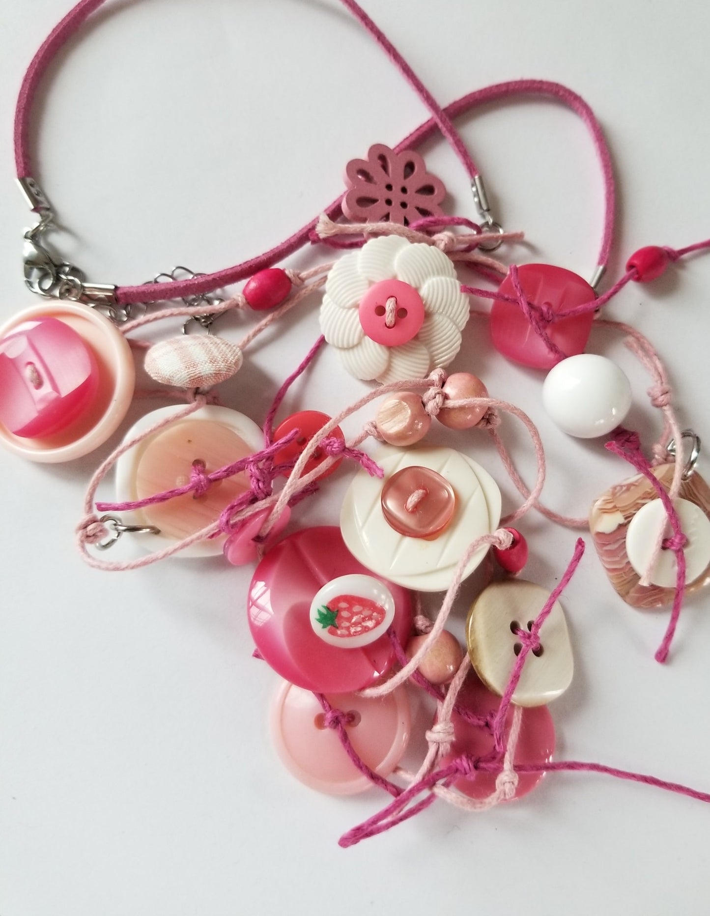 Collier Frivole rose et blanc