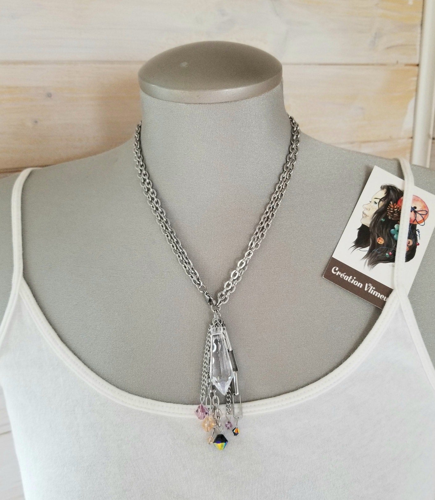 Collier ChicRecyc Cristal allongé
