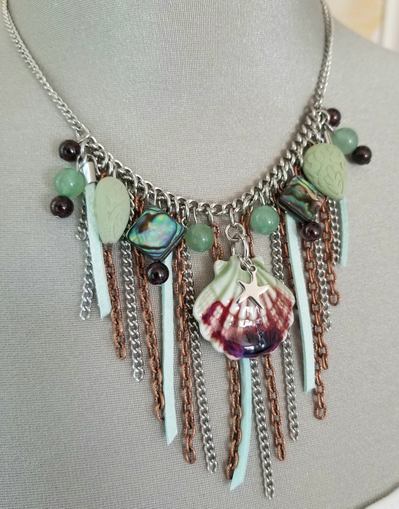 Collier Sirène avec coquillage vert