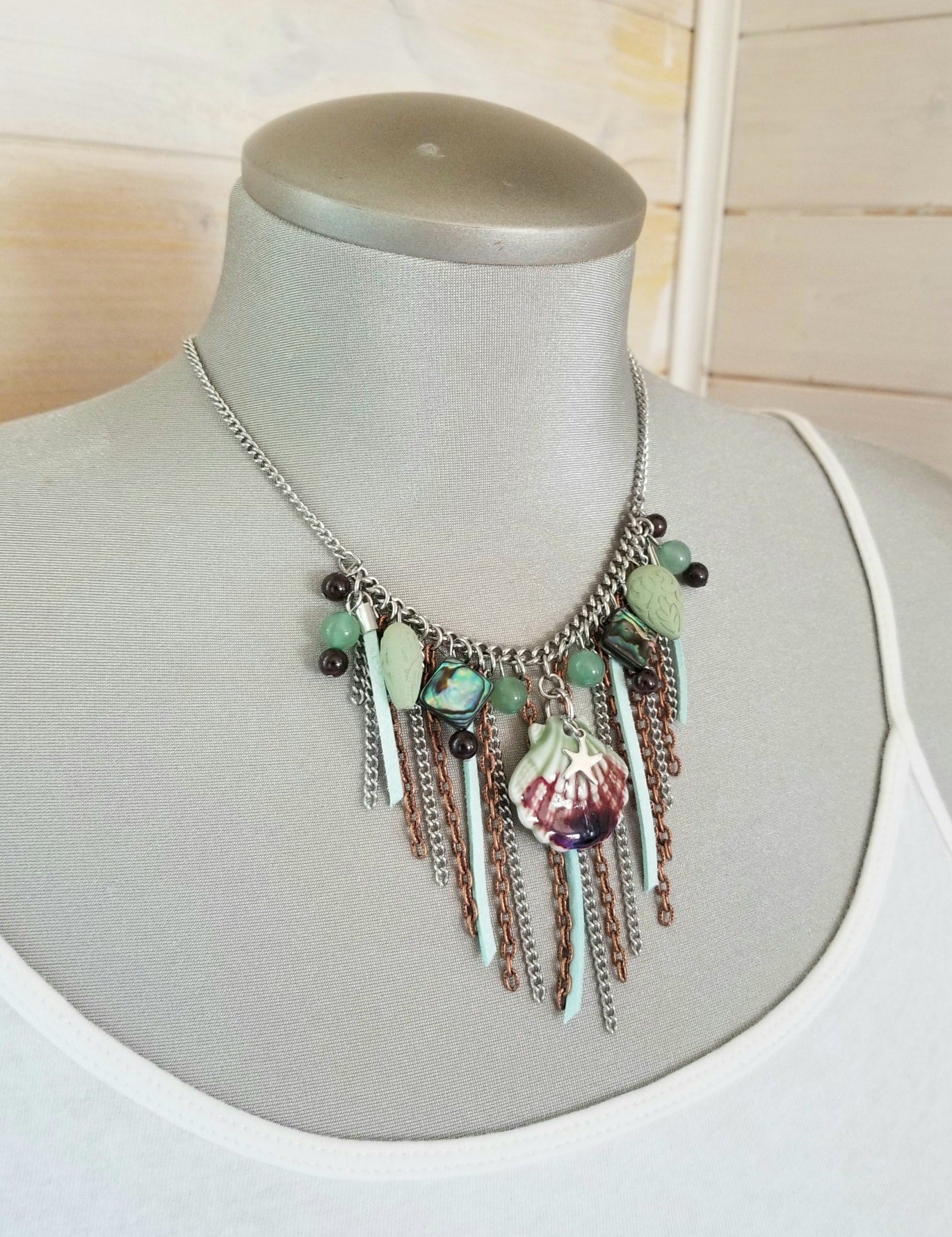 Collier Sirène avec coquillage vert