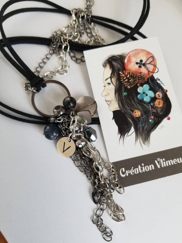 Collier Opulence 2 en 1 noir