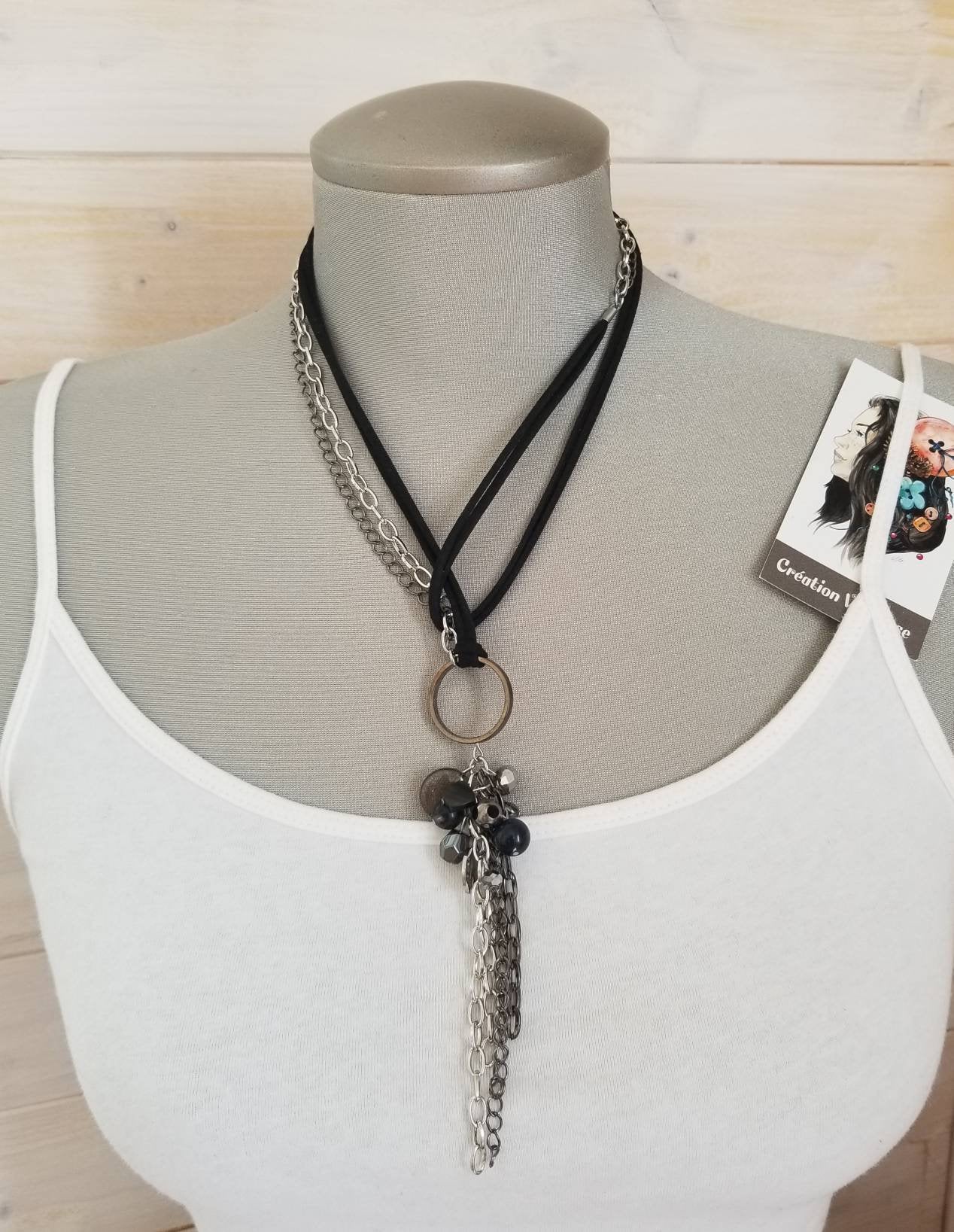 Collier Opulence 2 en 1 noir