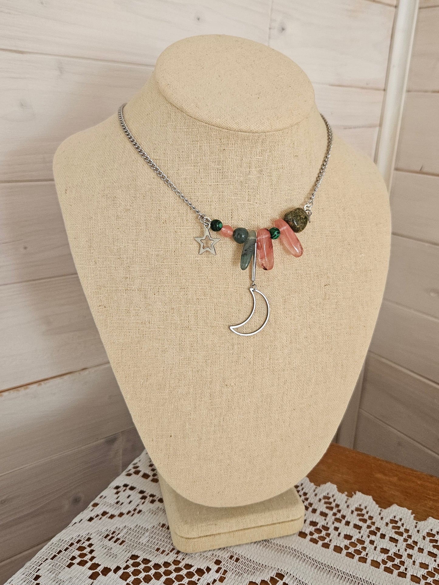 Collier Stellar Rose et Vert