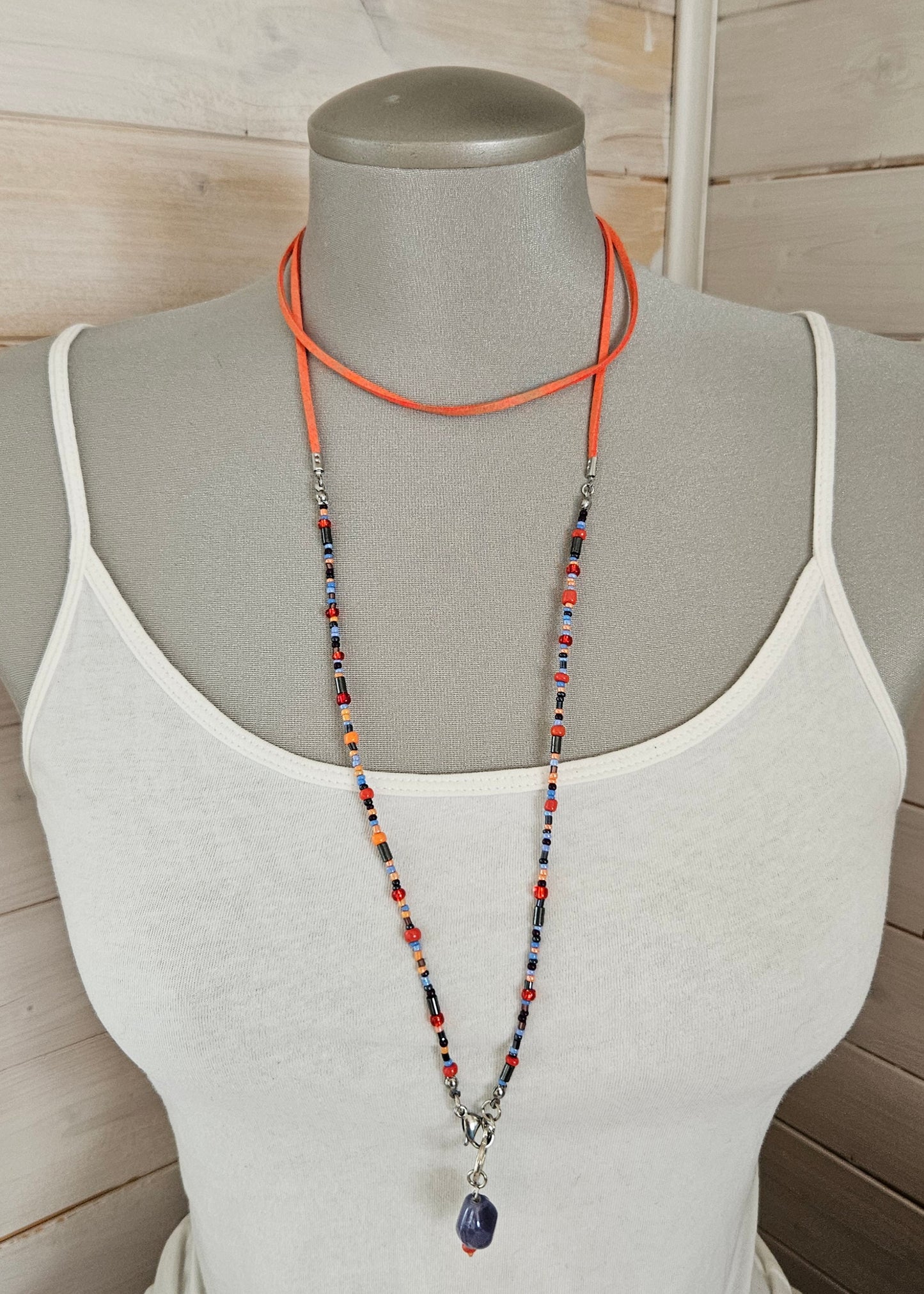 Collier Choker Orange et lilas