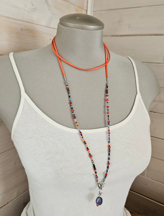 Collier Choker Orange et lilas