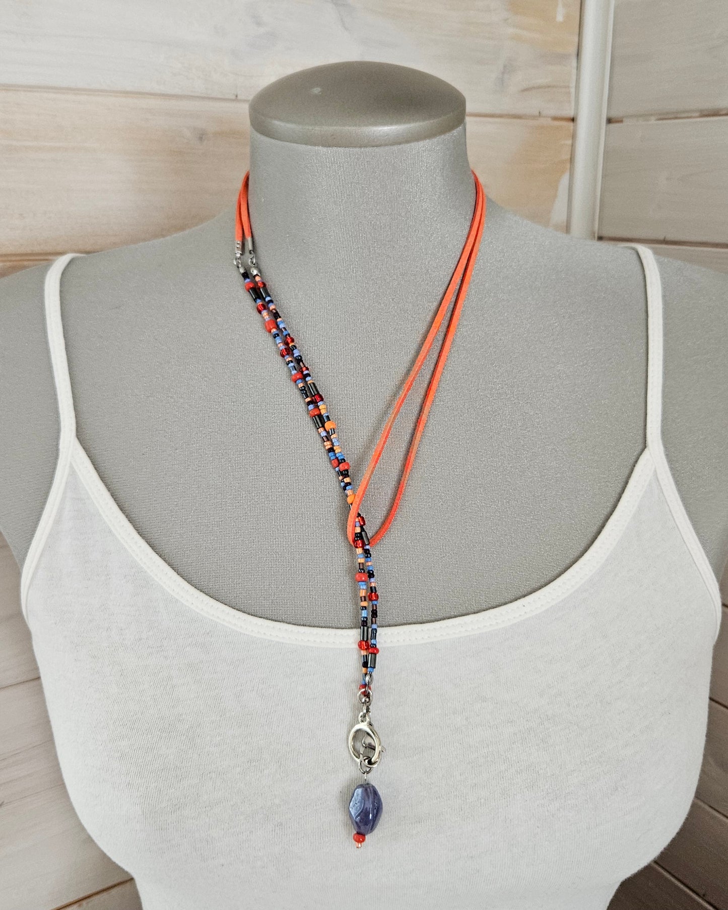 Collier Choker Orange et lilas