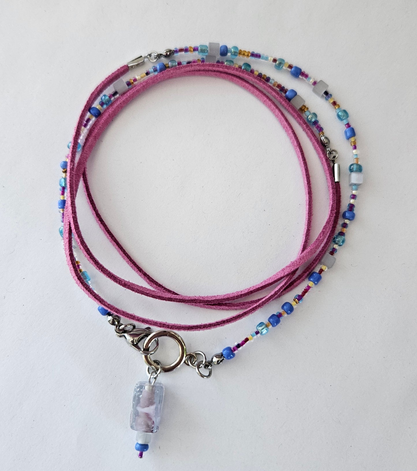 Collier Choker Mauve et bleu