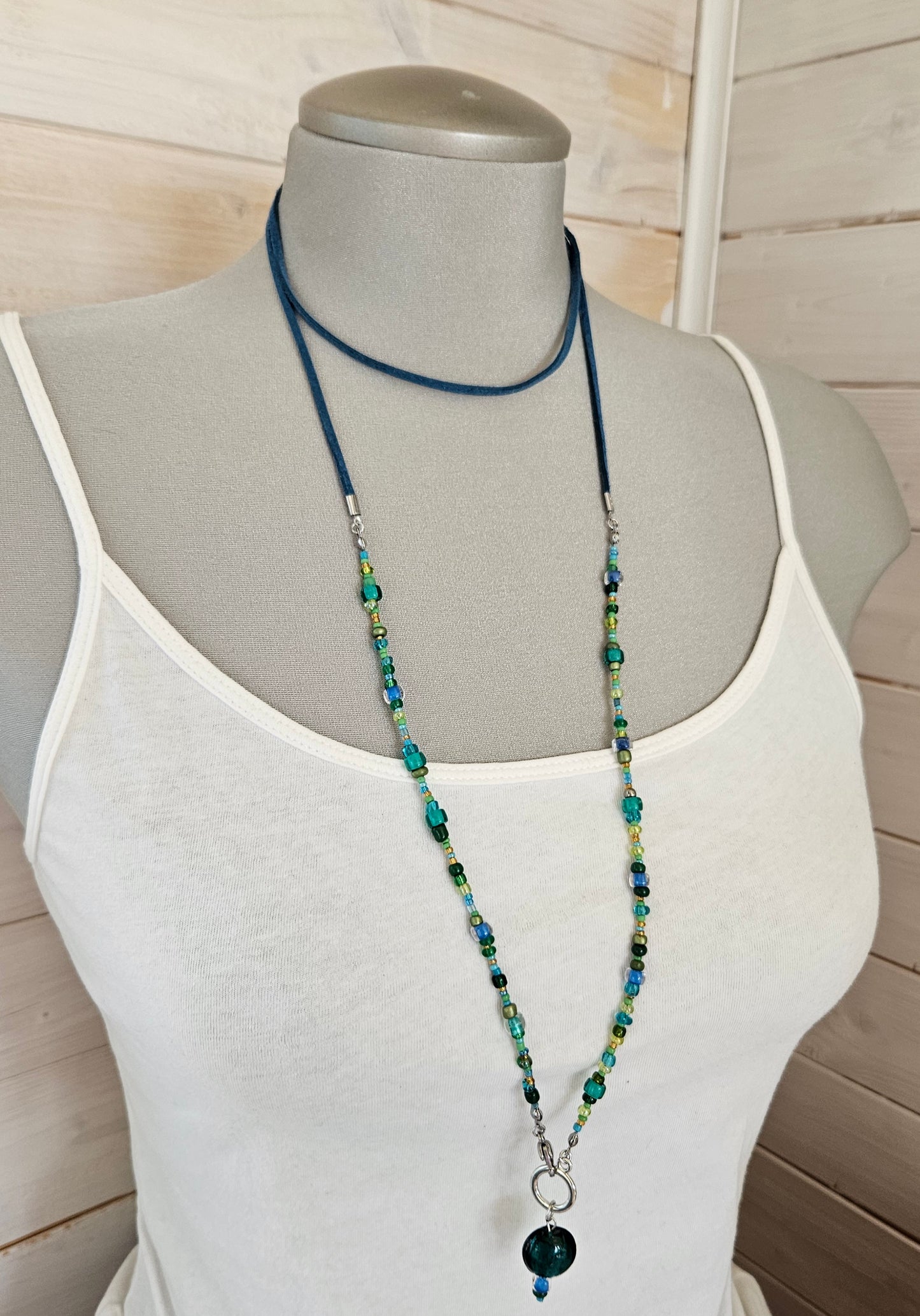 Collier Choker Bleu et Vert