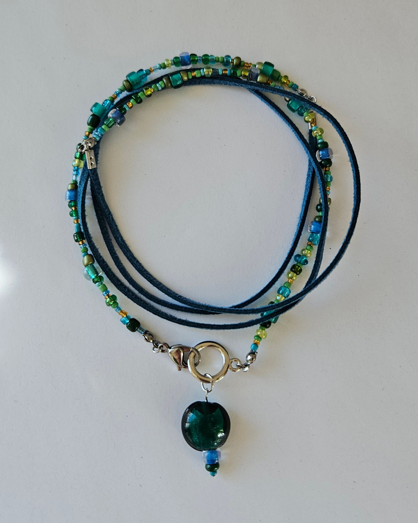 Collier Choker Bleu et Vert