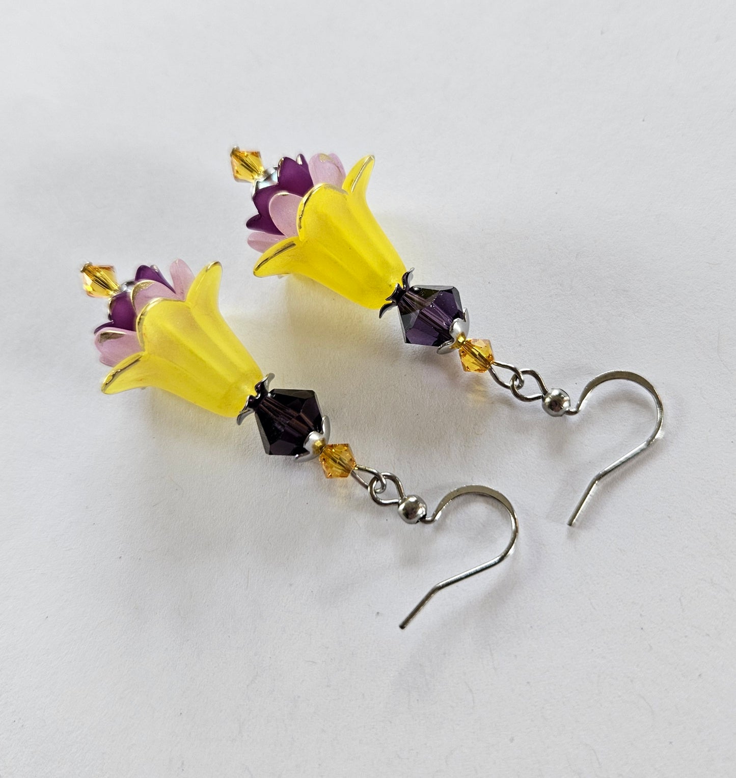 Boucles d'oreilles Flora Jaune/Mauve