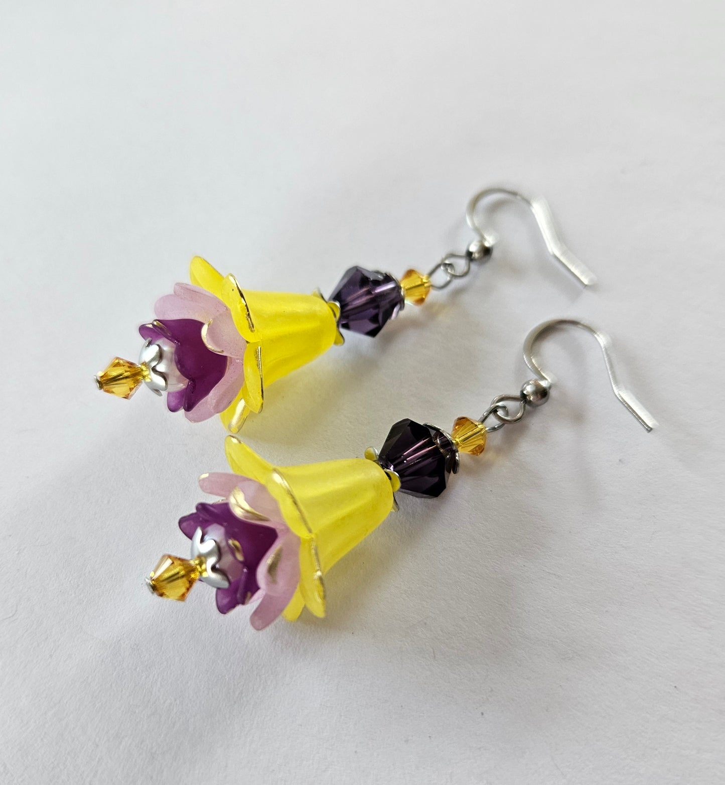 Boucles d'oreilles Flora Jaune/Mauve