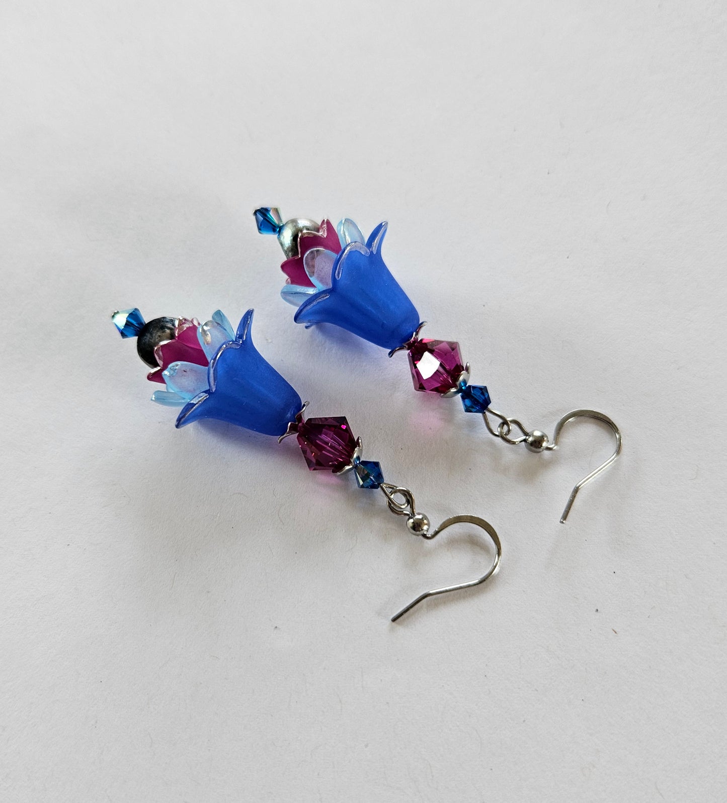 Boucles d'oreilles Flora Bleu/Fushia