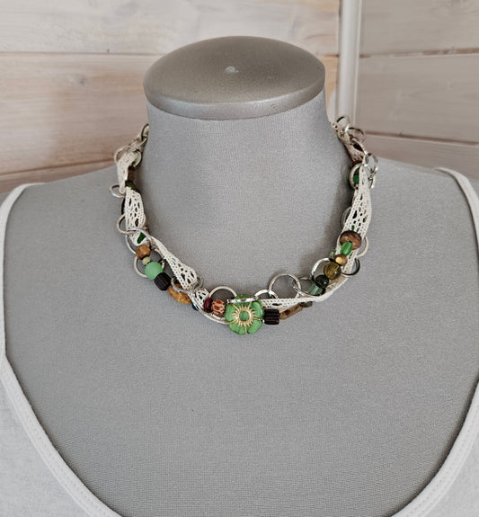 Collier Frivolité vert