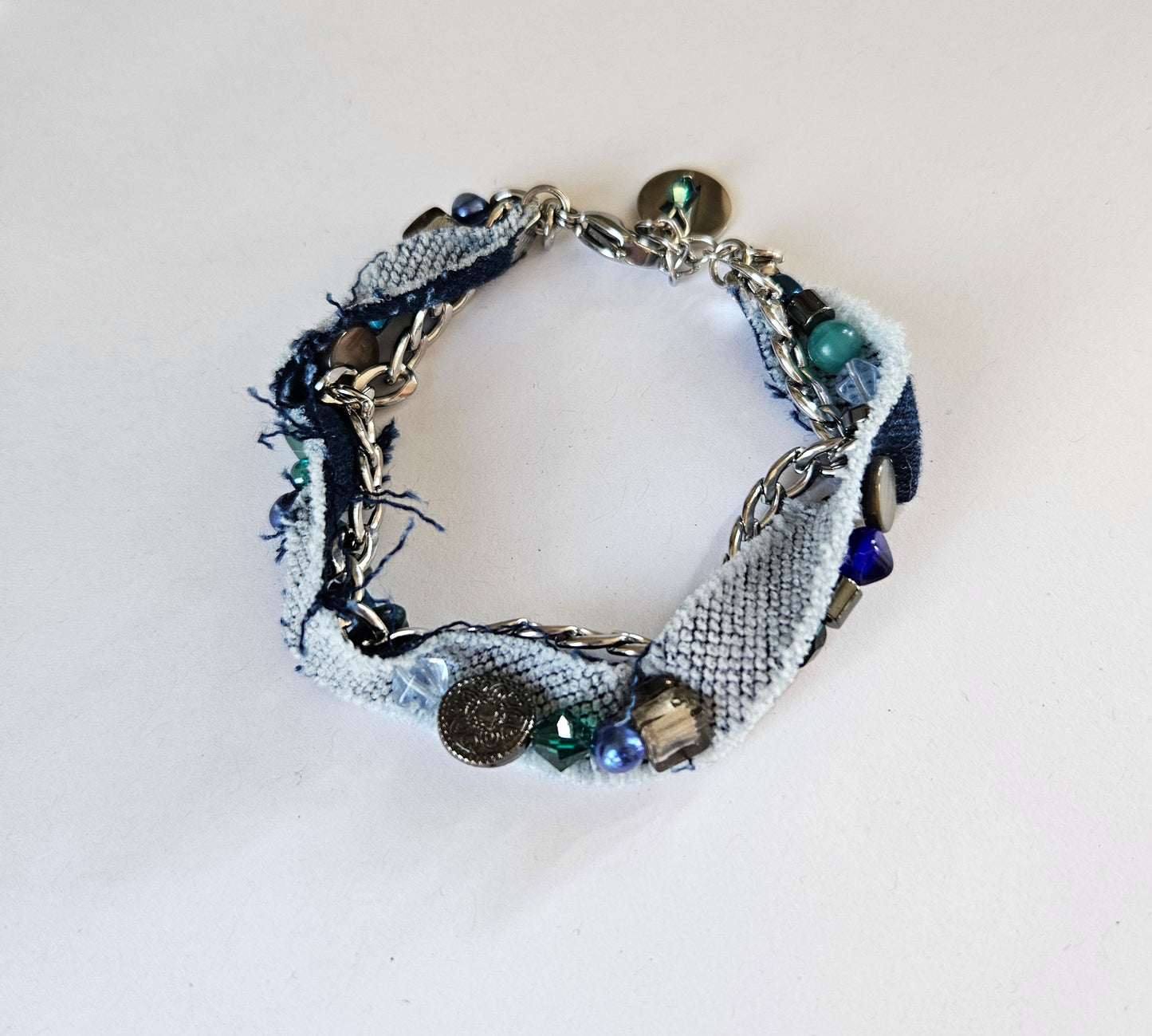 Bracelet Frivolité vert et bleu