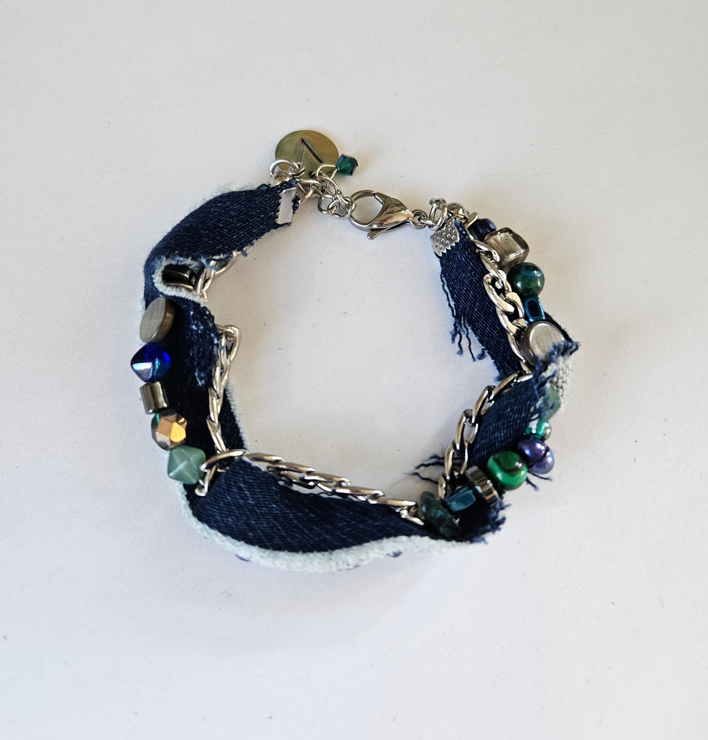 Bracelet Frivolité vert et bleu