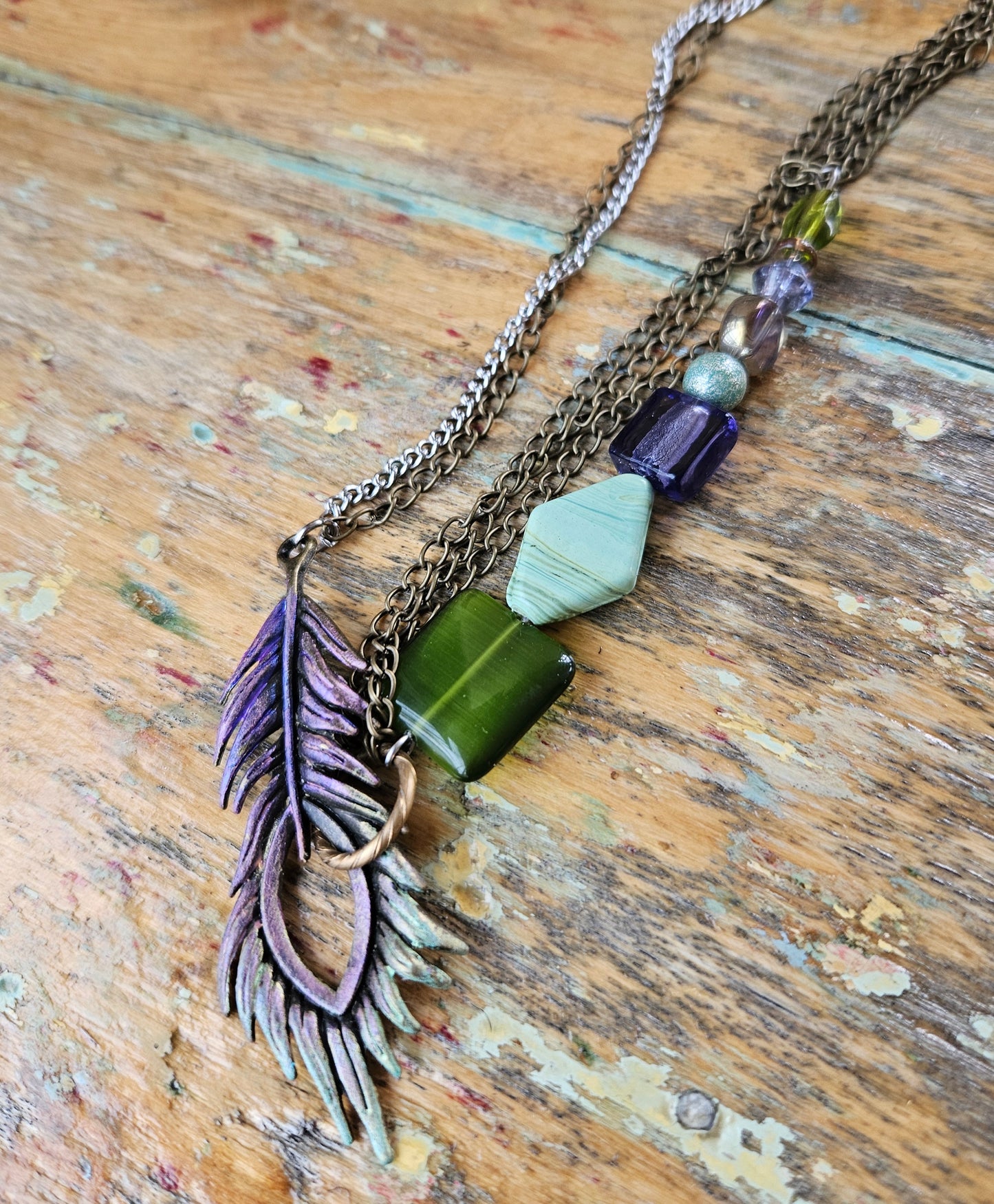 Collier Peakaboo lilas et menthe