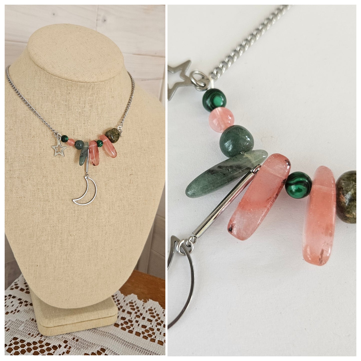 Collier Stellar Rose et Vert