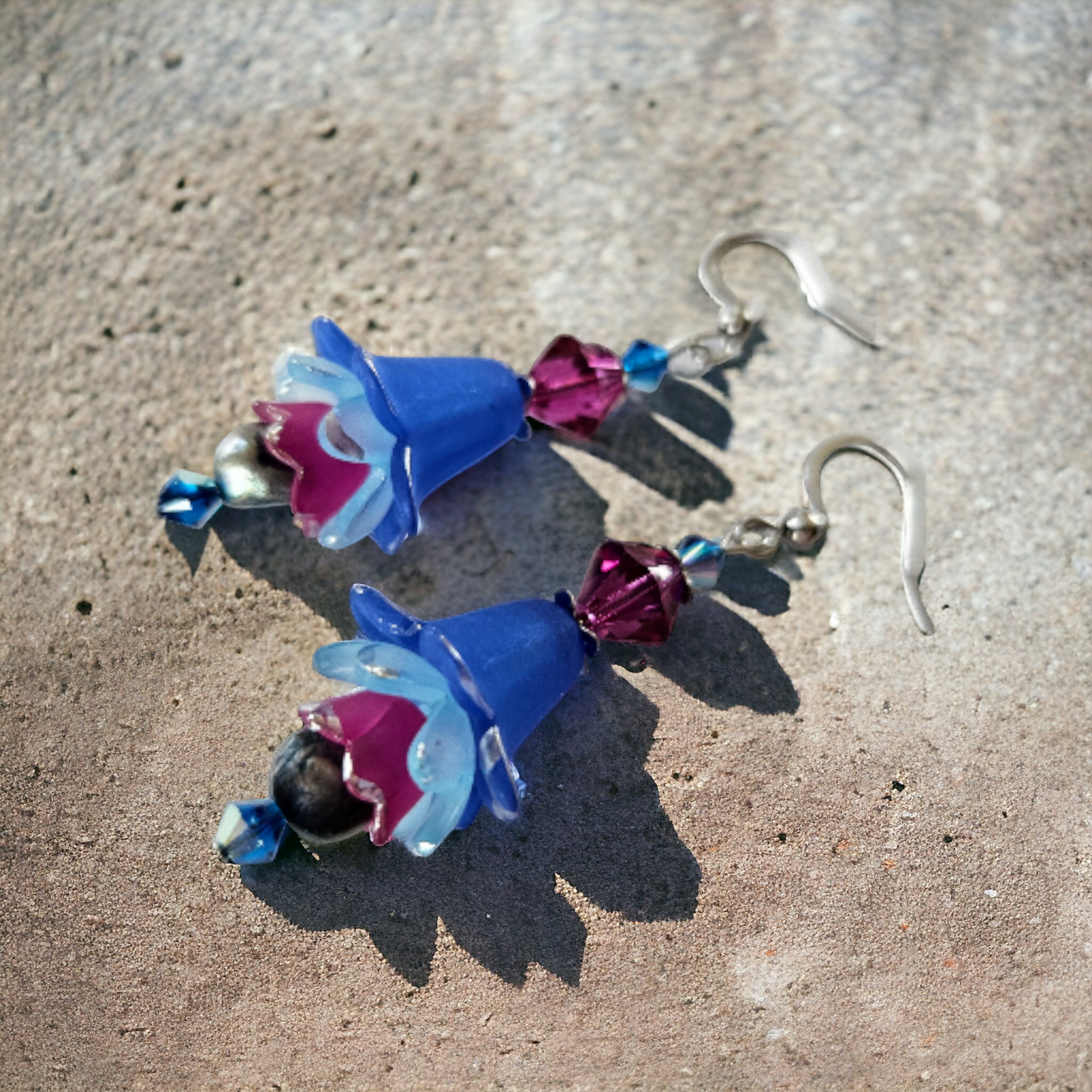 Boucles d'oreilles Flora Bleu/Fushia