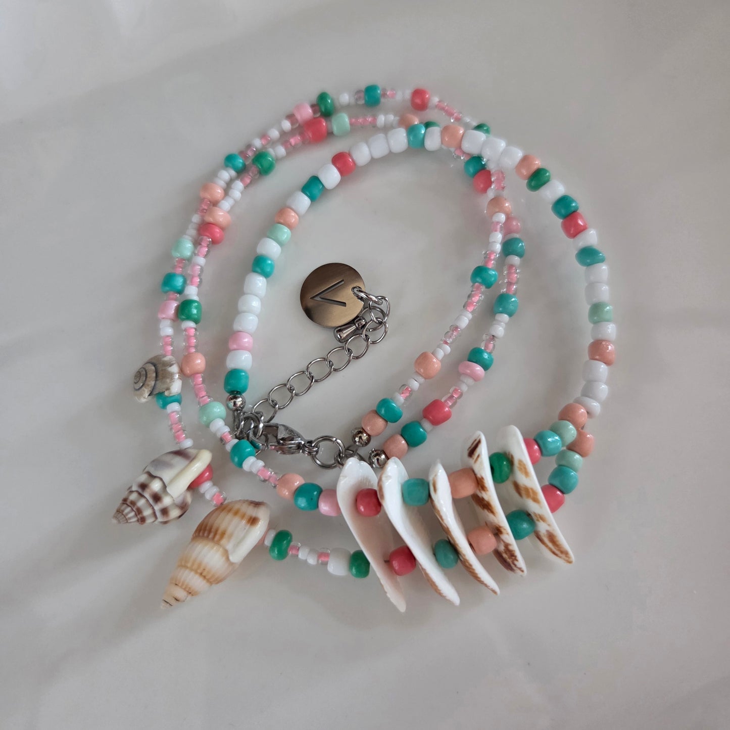 Collier Azura menthe et corail