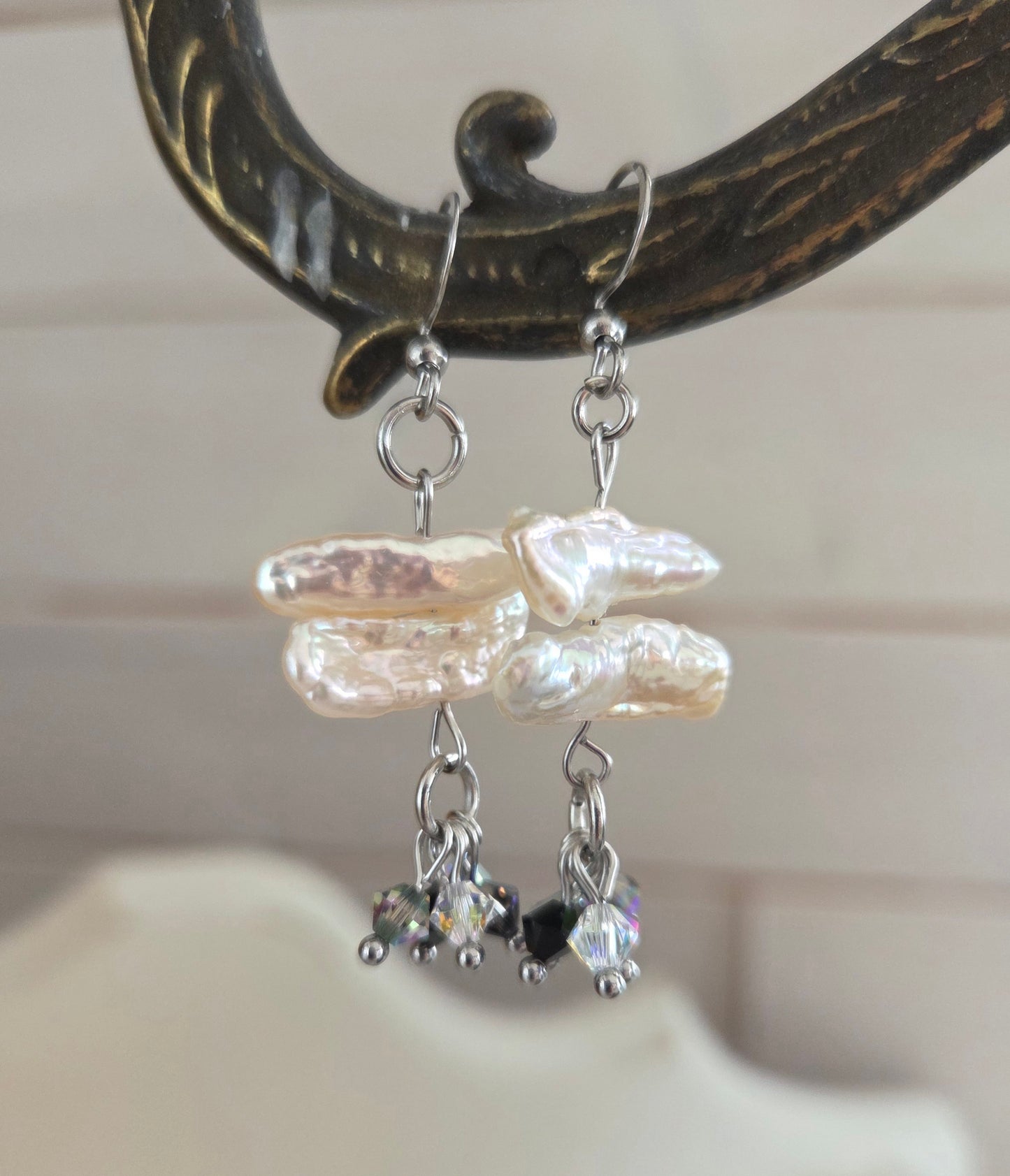 Boucles d'oreilles Crystal d'écume blanche