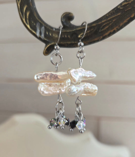 Boucles d'oreilles Crystal d'écume blanche