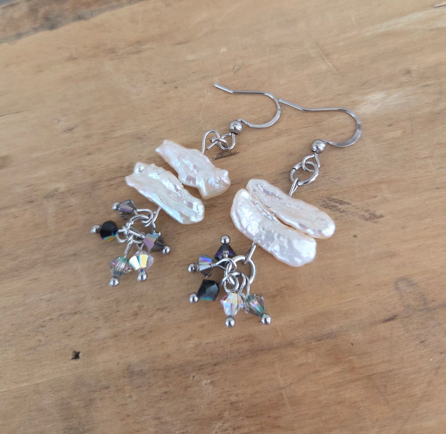Boucles d'oreilles Crystal d'écume blanche