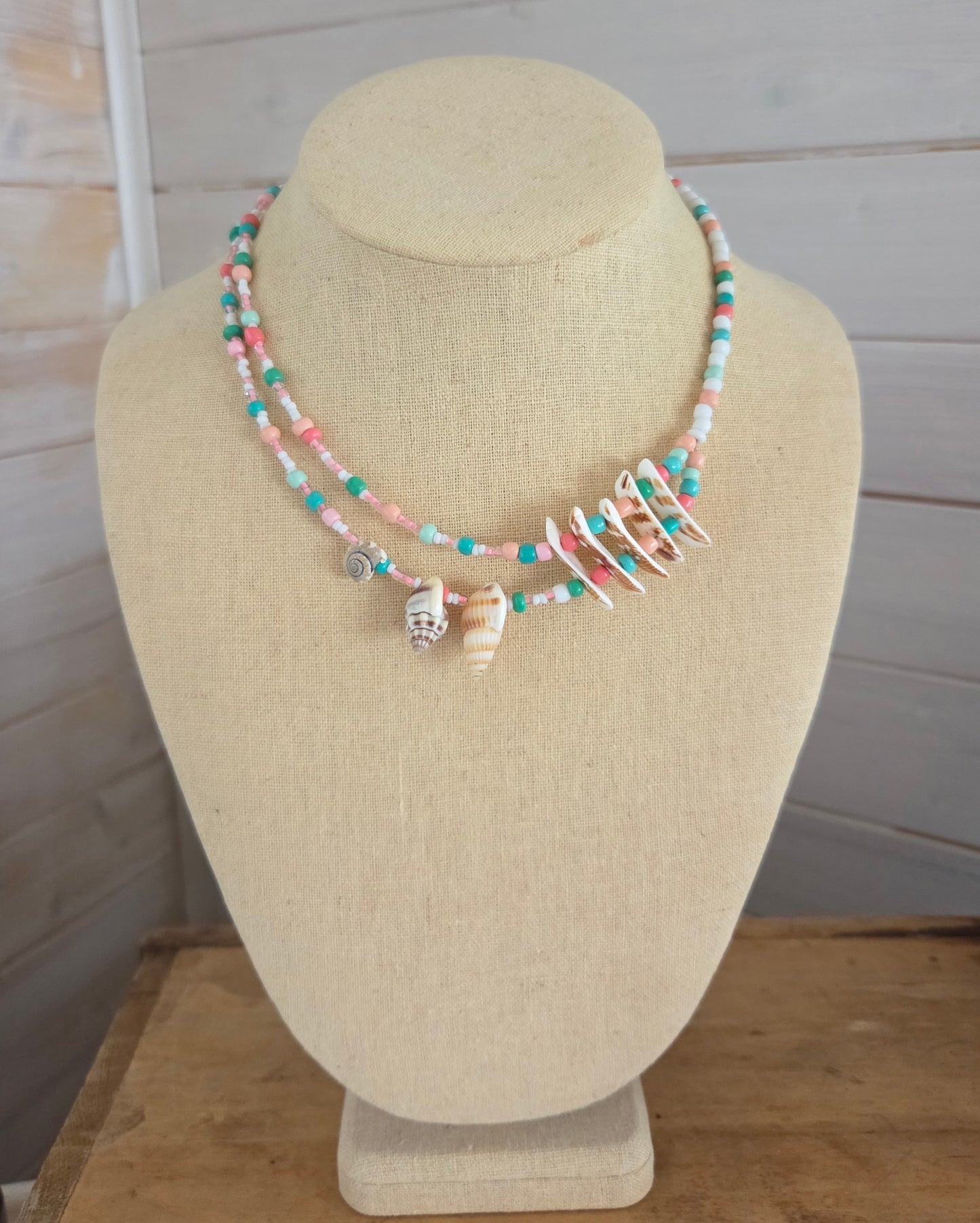 Collier Azura menthe et corail