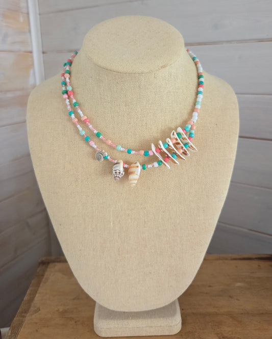 Collier Azura menthe et corail