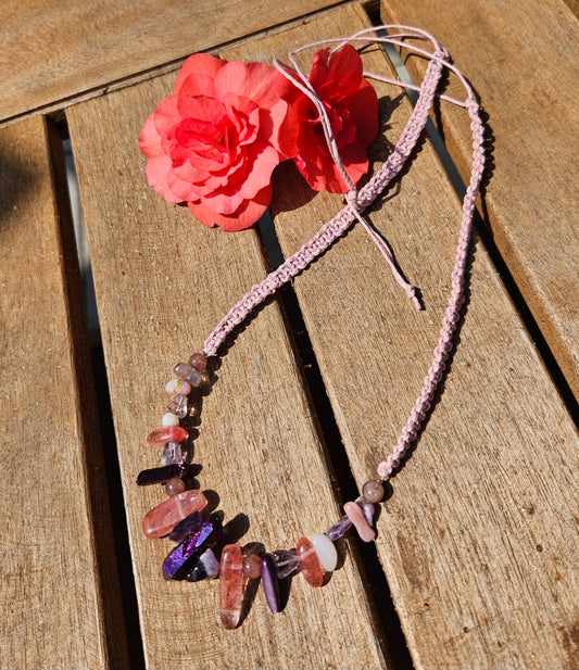 Collier Gitan rose et mauve