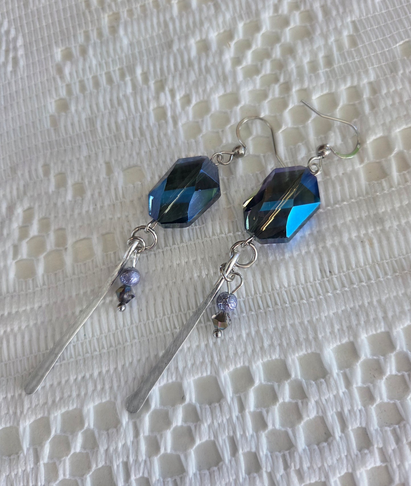 Boucles d'oreilles Crysta Bleu et Lilas