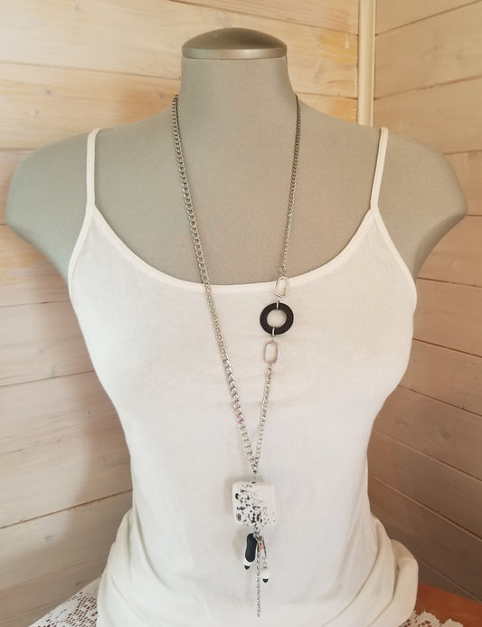 Collier long Azul blanc