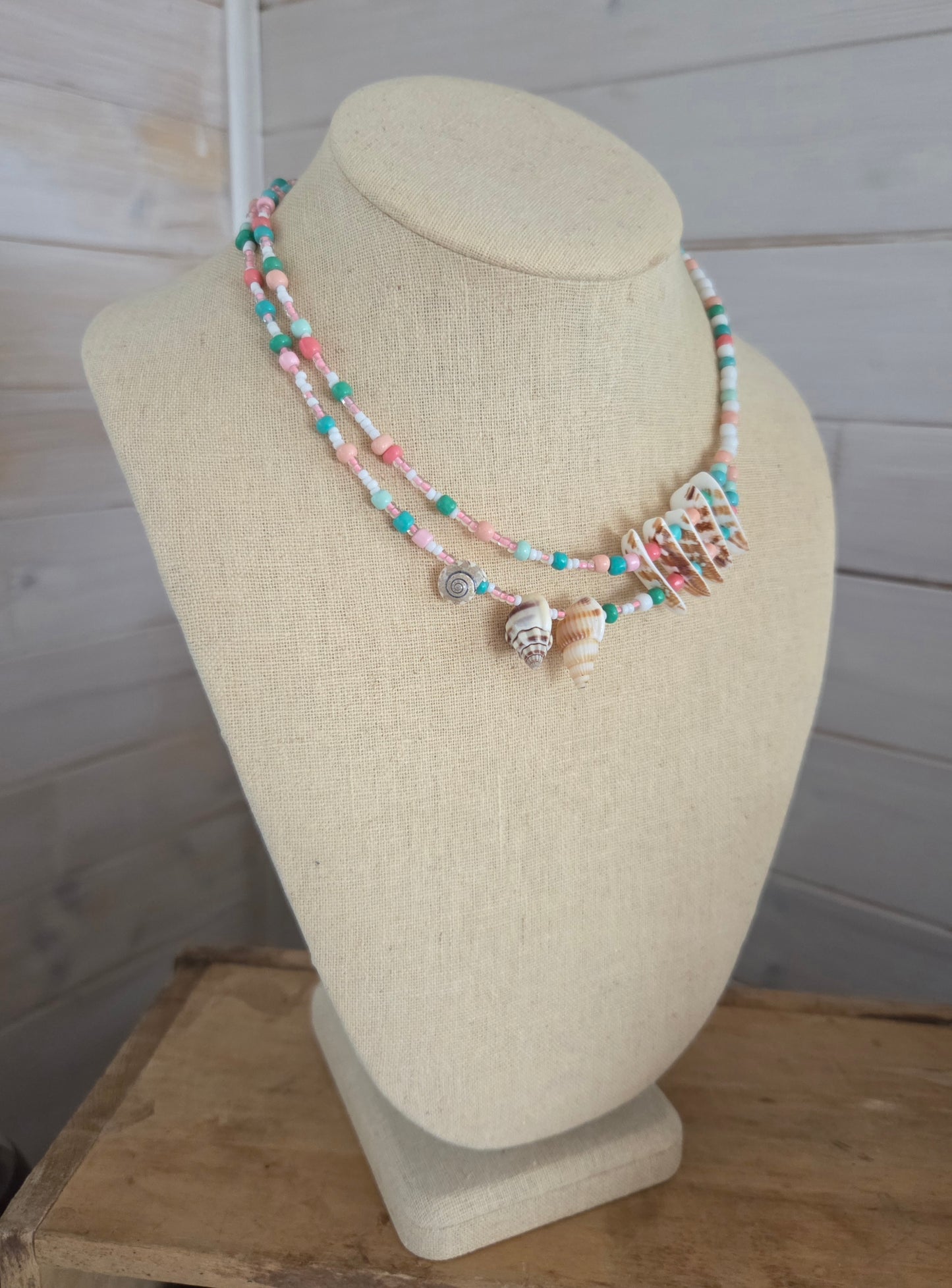 Collier Azura menthe et corail