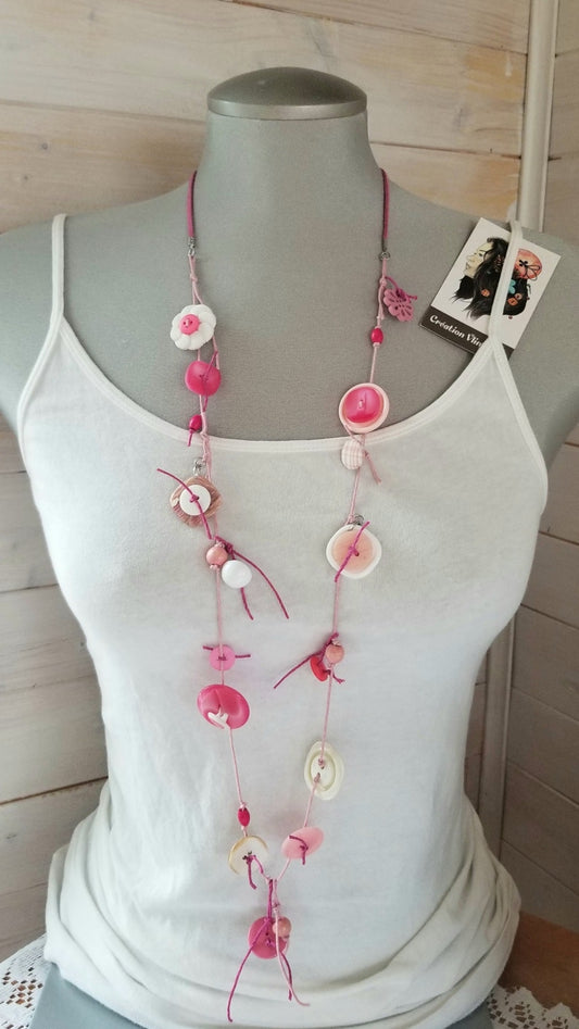 Collier Frivole rose et blanc