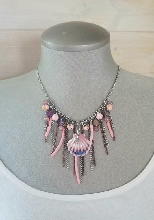 Collier Sirène avec coquillage rose