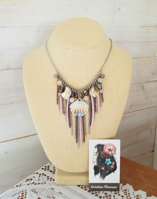 Collier Sirène avec coquillage beige