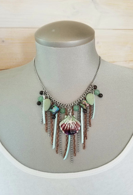 Collier Sirène avec coquillage vert