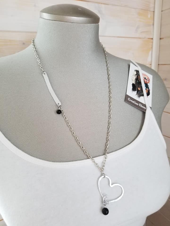 Collier Coeur de Vlimeuse, aluminium martelé, à la main